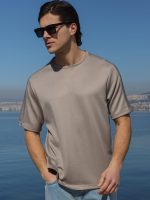 Κοντομάνικο Oversize Μπλουζάκι DIEGO 207068 Μόκα