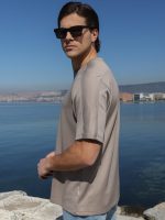 Κοντομάνικο Oversize Μπλουζάκι DIEGO 207068 Μόκα - Image 4