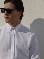 Λινό Πουκάμισο Tailor-Fit DANILO 33-8167 Λευκό Φαρδιά γραμμή - Image 4