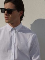 Λινό Πουκάμισο Tailor-Fit DANILO 33-8167 Λευκό Φαρδιά γραμμή - Image 4