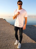 Ανδρικό T-shirt Με Κρυφά Κουμπιά LUCADI 270-210 Λευκό - Image 3