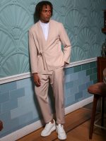 Σακάκι Με Δέσιμο Στο Πλάι LUIGI 260-951 Μπεζ - Image 2