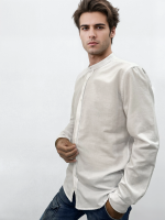 Ανδρικό Βαμβακερό Πουκάμισο 33-7514 Λευκό - Image 3