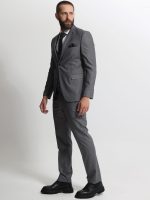 Ανδρικό Ριγέ Κοστούμι Με Γιλέκο ANTONIO 2027 Grey - Image 3