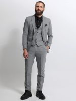 Ανδρικό Καρό Κοστούμι Με Γιλέκο BRUNO 2028 Grey