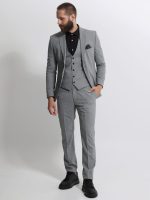 Ανδρικό Καρό Κοστούμι Με Γιλέκο BRUNO 2028 Grey - Image 4