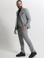 Ανδρικό Καρό Κοστούμι Με Γιλέκο BRUNO 2028 Grey - Image 3