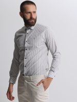 Ριγέ Πουκάμισο TAILOR-FIT Bilbao 33-8177 Γκρι Φαρδιά γραμμή - Image 4