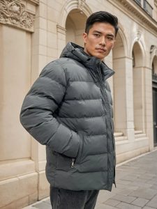 Ανδρικό Κοντό Puffer Jacket Μπουφάν 34-220 Γκρι