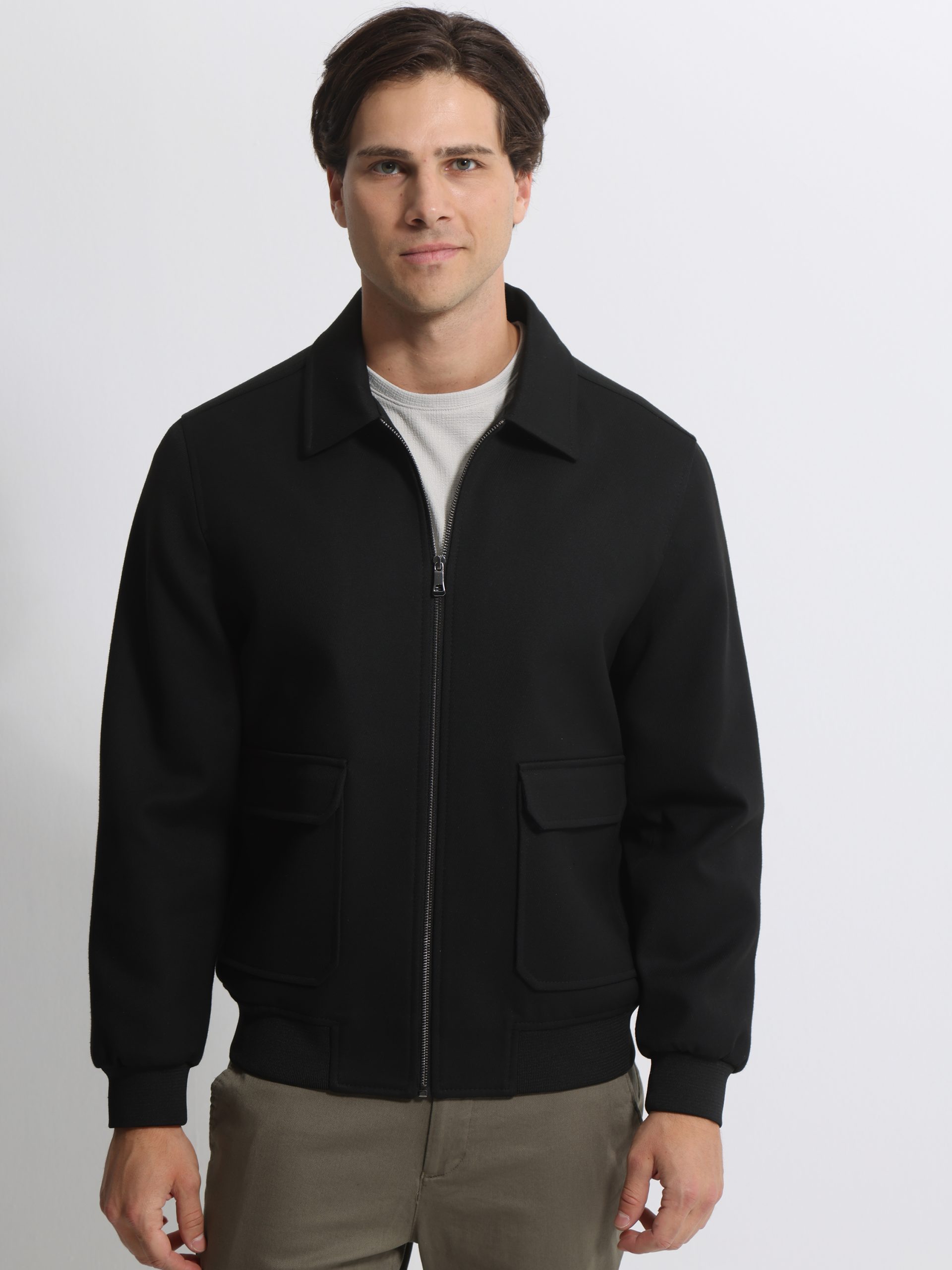 1896 Ανδρικό Κοντό Παλτό με Φερμουάρ 2401 Μαύρο - Image 1