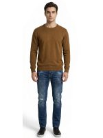 Ανδρικό Πλεκτό Πουλόβερ με Λαιμόκοψη 34-305 Camel - Image 4