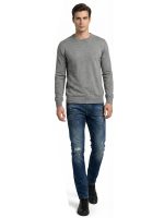 Ανδρικό Πλεκτό Πουλόβερ με Λαιμόκοψη 34-305 Γκρι - Image 4