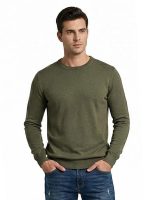 Ανδρικό Πλεκτό Πουλόβερ με Λαιμόκοψη 34-305 Χακί - Image 4