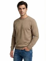 Ανδρικό Πλεκτό Πουλόβερ με Λαιμόκοψη 34-305 Μπεζ