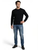 Ανδρικό Πλεκτό Πουλόβερ με Λαιμόκοψη 34-305 Μαύρο - Image 4