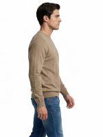 Ανδρικό Πλεκτό Πουλόβερ με Λαιμόκοψη 34-305 Μπεζ - Image 3