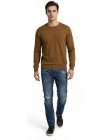 Ανδρικό Πλεκτό Πουλόβερ με Λαιμόκοψη 34-305 Camel - Image 2