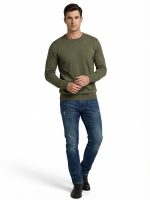 Ανδρικό Πλεκτό Πουλόβερ με Λαιμόκοψη 34-305 Χακί - Image 2